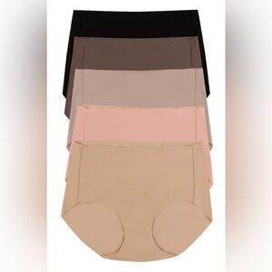 NWT 5 Pairs Felina Hint-of-Skin No-Show Briefs, Cafe Neutrals, Small